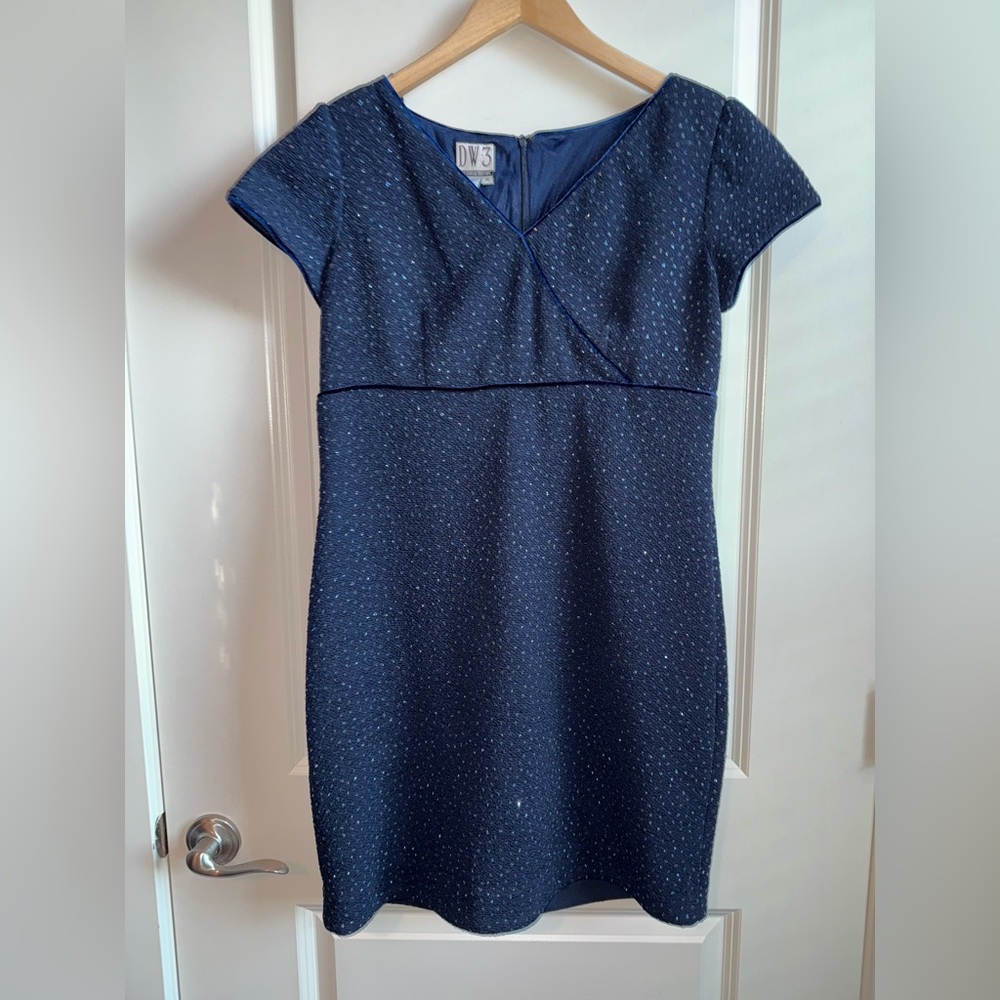 VTG David Warren DW3 Navy Midi Dress Women’s Size 14